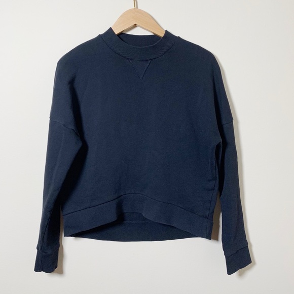 COS Sweaters - COS Cropped Cotton Crewneck Sweatshirt, Black